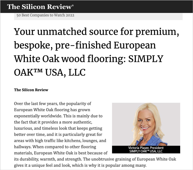 The Silicon Review: 50 Companies to Watch 2022- Simply Oak USA